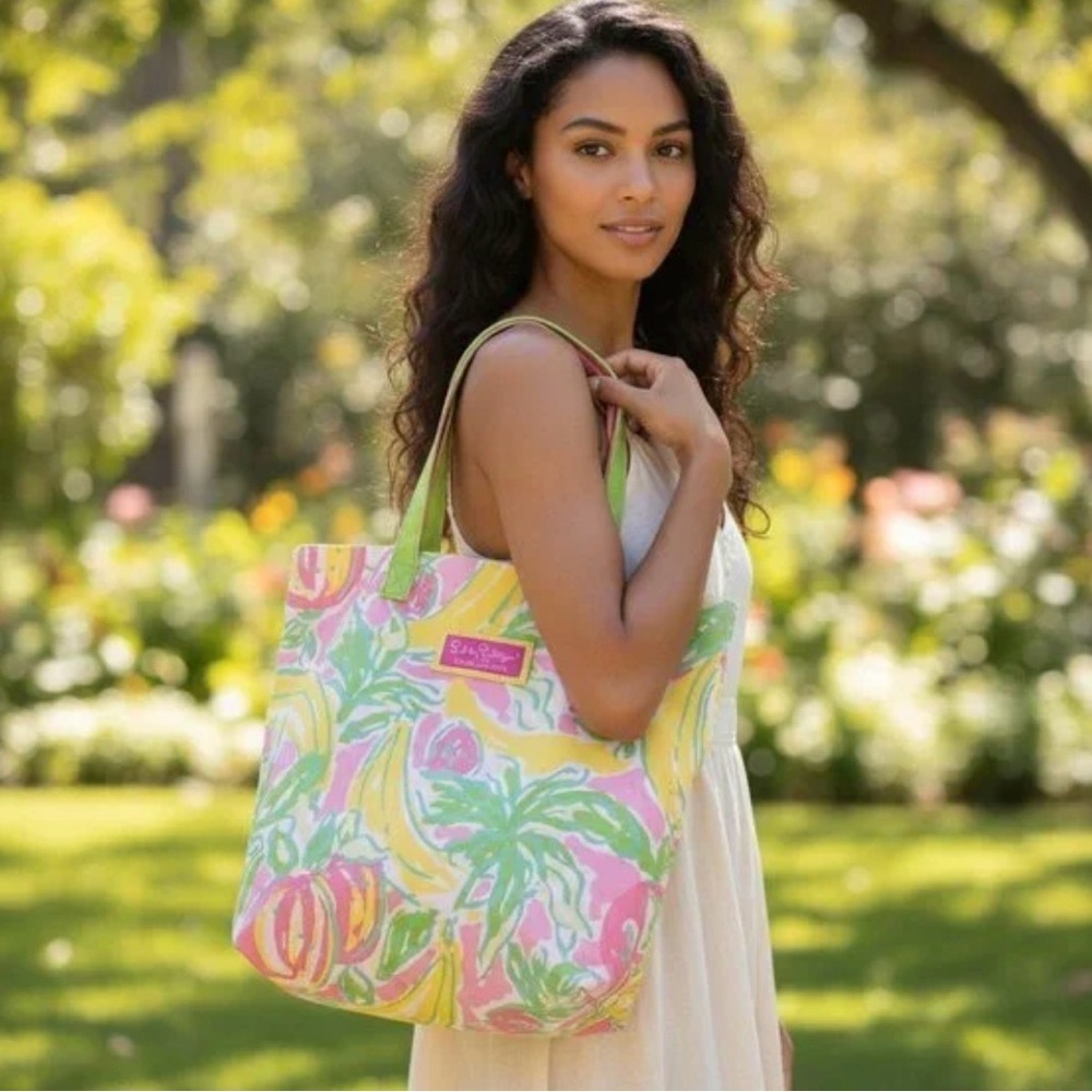 Lilly Pulitzer Estee Lauder Women's Tote Lilly's Lemon Print Bag Carryall 17"X14